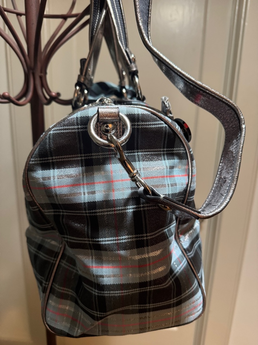 Coach Poppy Limited Addition Tartan Glam Travel Duffle with Shoulder Strap - Picture 6 of 9